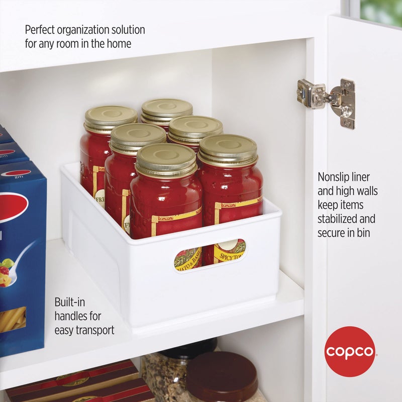 Copco 10-Inch White Cabinet Storage Bin with Built-In Handles and Nonskid Liner, Ideal for Organizing Kitchen, Pantry, Closet Items, High Walls for Larger and Taller Items - Image 5